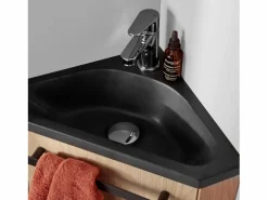 New Conjunto de lavabo y grifería de esquina SKINO Negro