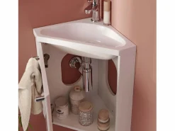 Best Conjunto de lavabo y grifería de esquina SKINO Blanco