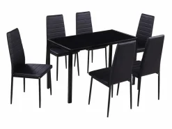 Best vidaxl Conjunto de mesa de comedor siete piezas Negro
