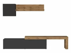 Outlet Conjunto de mueble de TV Chronos en antracita mate y roble 190/350x40 cm Gris antracita