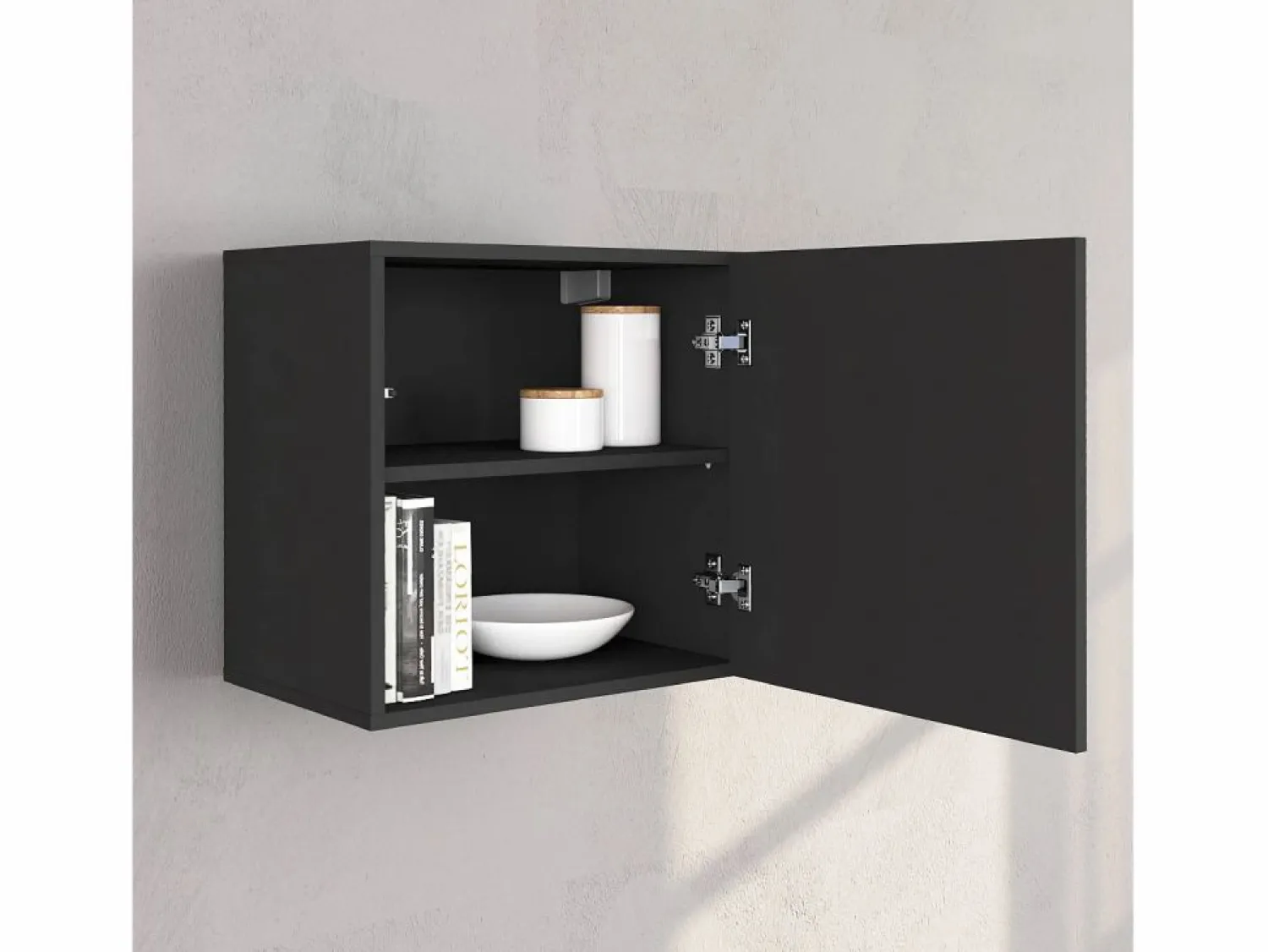 Outlet Conjunto de mueble de TV Chronos en antracita mate y roble 190/350x40 cm Gris antracita