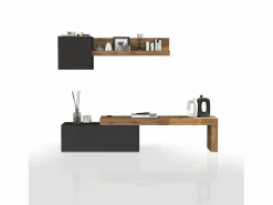 Conjunto de mueble de TV Chronos para salón en mate y roble 180/290x40 cm
