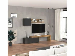 Conjunto de mueble de TV Chronos para salón en mate y roble 180/290x40 cm
