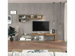 Conjunto de mueble de TV Chronos en mate y roble 190/350x40 cm