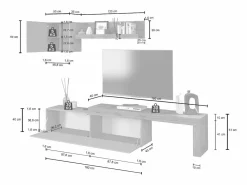 Conjunto de mueble de TV Chronos en mate y roble 190/350x40 cm