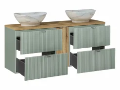 Discount Petits-Meubles Conjunto de muebles con doble lavabo 140 cm 4 cajones y columna Jade y Madera Verde