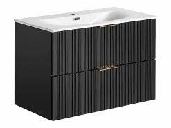 Hot Petits-Meubles Conjunto de muebles con lavabo individual encastrado 80cm espejo LED y columna Adriel Negro