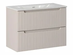 Best Conjunto de muebles con lavabo individual encastrado 80cm 2 cajones y columna Riva Cachemira y Madera Conjunto De Baño