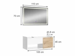 Outlet Vicco Conjunto de muebles de baño 105x43x45 alf Blanco