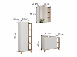 Vicco Conjunto de muebles de baño sonoma/blanco 80x35x65 karen