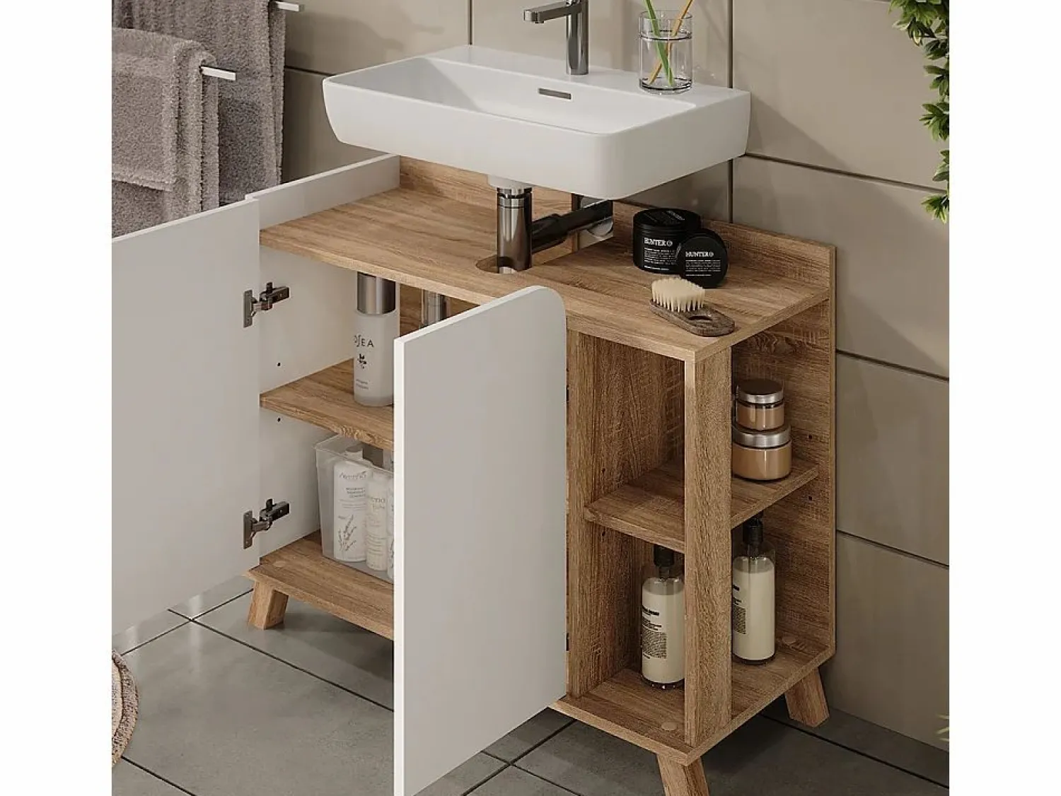 Vicco Conjunto de muebles de baño sonoma/blanco 80x35x65 karen