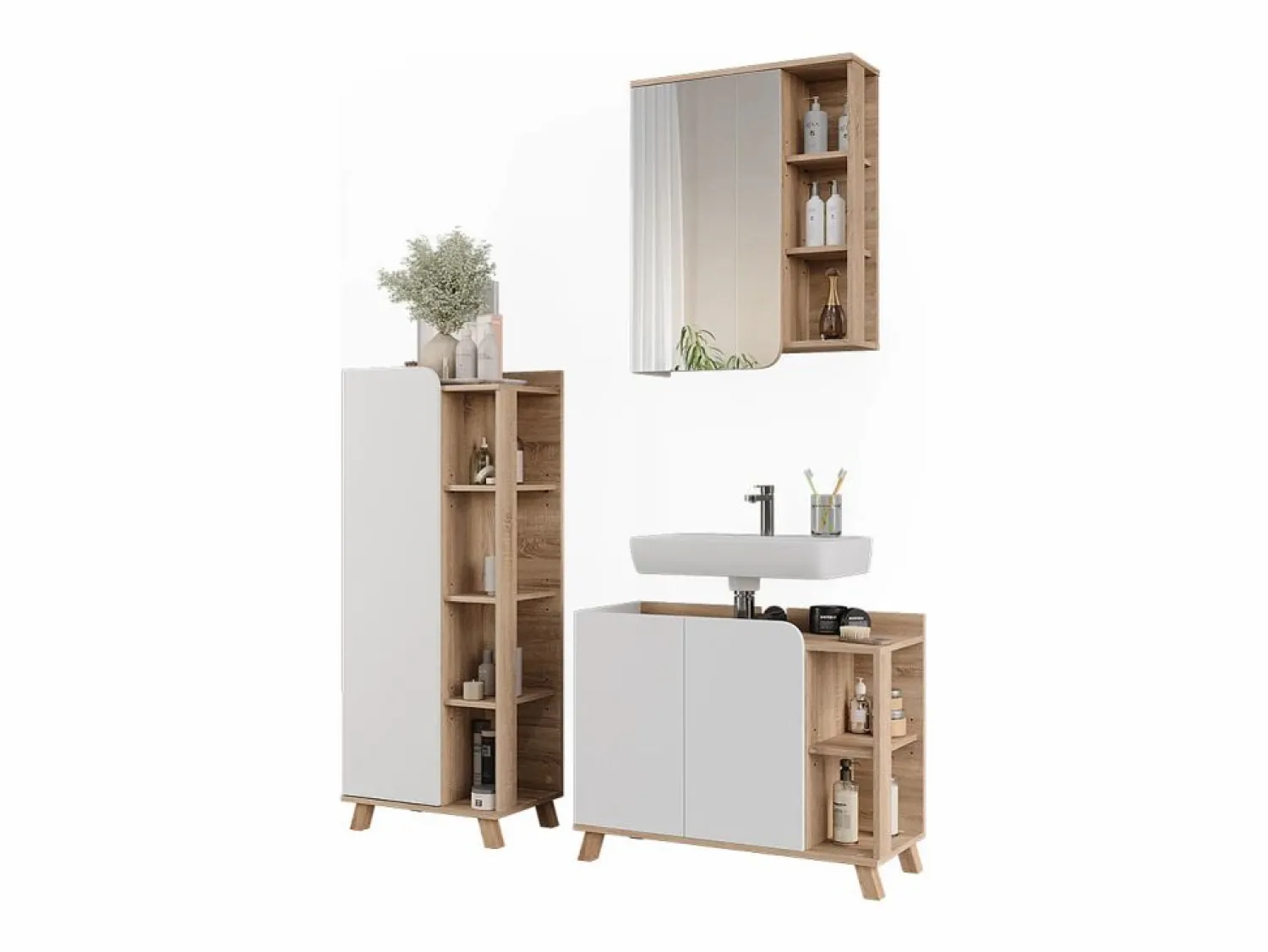 Vicco Conjunto de muebles de baño sonoma/blanco 80x35x65 karen