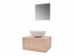 New vidaxl Conjunto de muebles de baño con lavabo y grifo 4 piezas Beige