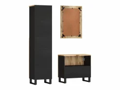 New Conjunto de muebles de baño 3 piezas madera maciza de mango Estantería Sobre Inodoro