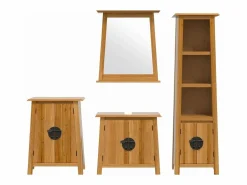 vidaxl Conjunto de muebles de baño 4 piezas madera maciza de pino