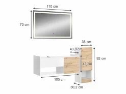 Clearance Vicco Conjunto de muebles de baño 105x43x45 alf Blanco
