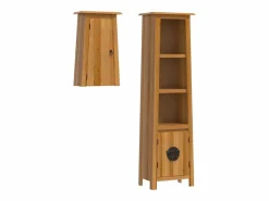 Clearance vidaxl Conjunto de muebles de baño 2 piezas madera maciza de pino Marru00f3n