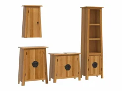 New vidaxl Conjunto de muebles de baño 4 piezas madera maciza de pino Marru00f3n