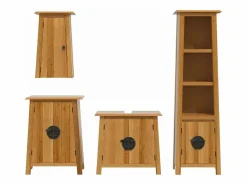 New vidaxl Conjunto de muebles de baño 4 piezas madera maciza de pino Marru00f3n