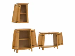 Outlet vidaxl Conjunto de muebles de baño 3 piezas madera maciza de pino Marru00f3n