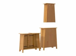Outlet vidaxl Conjunto de muebles de baño 3 piezas madera maciza de pino Marru00f3n
