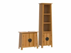 Conjunto de muebles de baño 2 piezas madera maciza de pino Estantería Sobre Inodoro