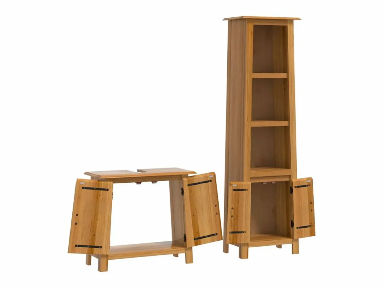 Conjunto de muebles de baño 2 piezas madera maciza de pino Estantería Sobre Inodoro