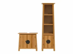 Conjunto de muebles de baño 2 piezas madera maciza de pino Estantería Sobre Inodoro
