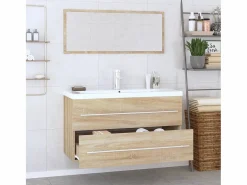 vidaxl Conjunto de muebles de baño 3 piezas color roble Sonoma