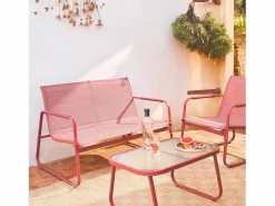 Clearance Sweeek Conjunto de muebles de jardín de acero, 4 plazas terracotta Rojo