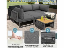 Best Merax Conjunto de muebles de jardín con cojines de asiento y respaldo para 6 personas - tumbona doble - metal - Gris