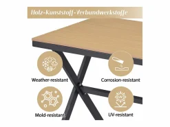 Merax Conjunto de muebles de jardín modulares de 4 piezas en acero galvanizado: sofá esquinero, 2 taburetes y mesa de centro en beige