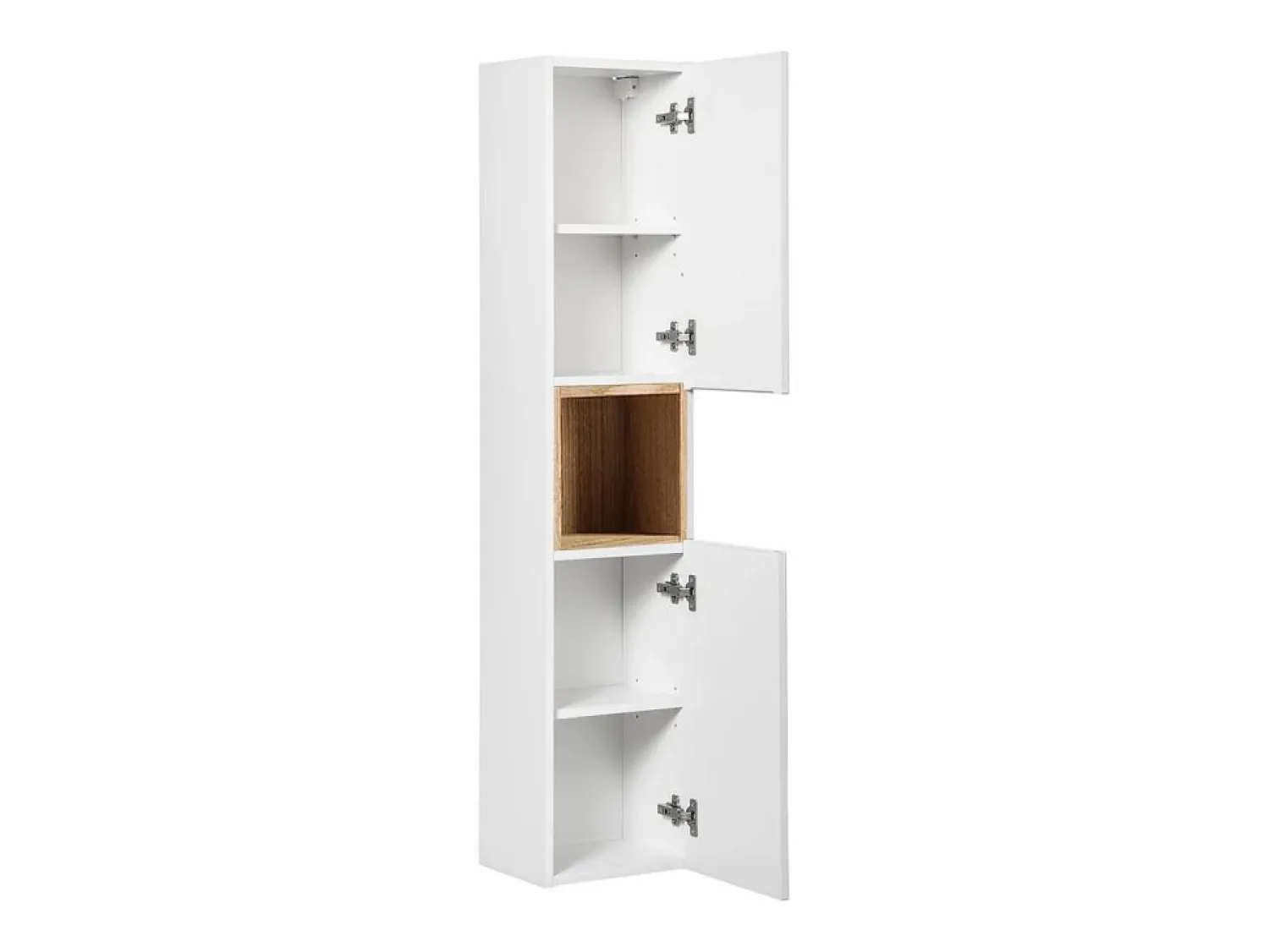 Hot Petits-Meubles Conjunto de muebles doble lavabo 140cm 4 cajones y columna Riva Blanco y Madera Color natural claro