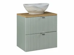 Clearance Petits-Meubles Conjunto de muebles lavabo individual 60cm 2 cajones y columna Jade y Madera Verde