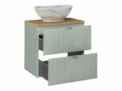 Clearance Petits-Meubles Conjunto de muebles lavabo individual 60cm 2 cajones y columna Jade y Madera Verde