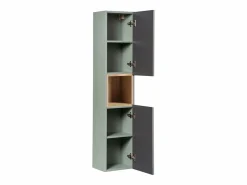 New Petits-Meubles Conjunto de muebles lavabo individual 80cm 2 cajones y columna Jade y Madera Verde
