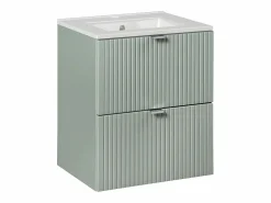 New Petits-Meubles Conjunto de muebles lavabo individual encastrado 50cm 2 cajones y columna Jade y Madera Verde