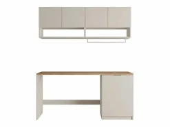 New Vente-unique Conjunto de muebles para lavadora, L182 cm, cashmere y natural claro, NATAJI Beige / Color natural claro