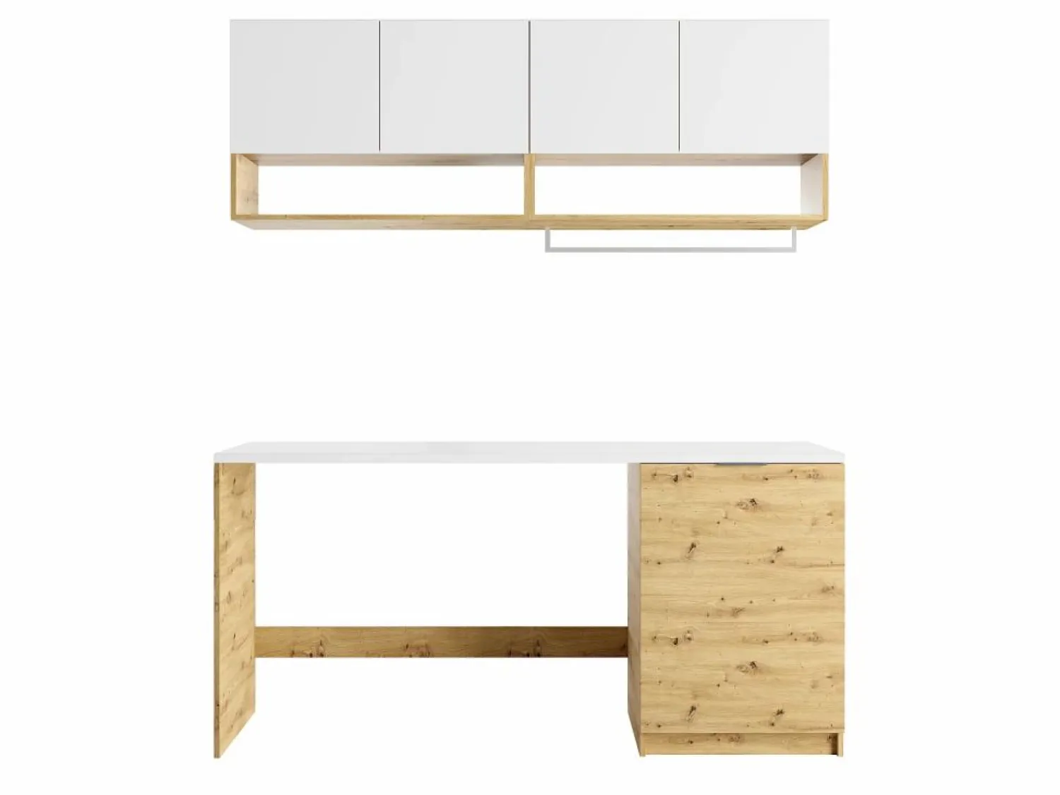 Sale Vente-unique Conjunto de muebles para lavadora, L182 cm, blanco y natural claro, NATAJI Color natural claro / Blanco