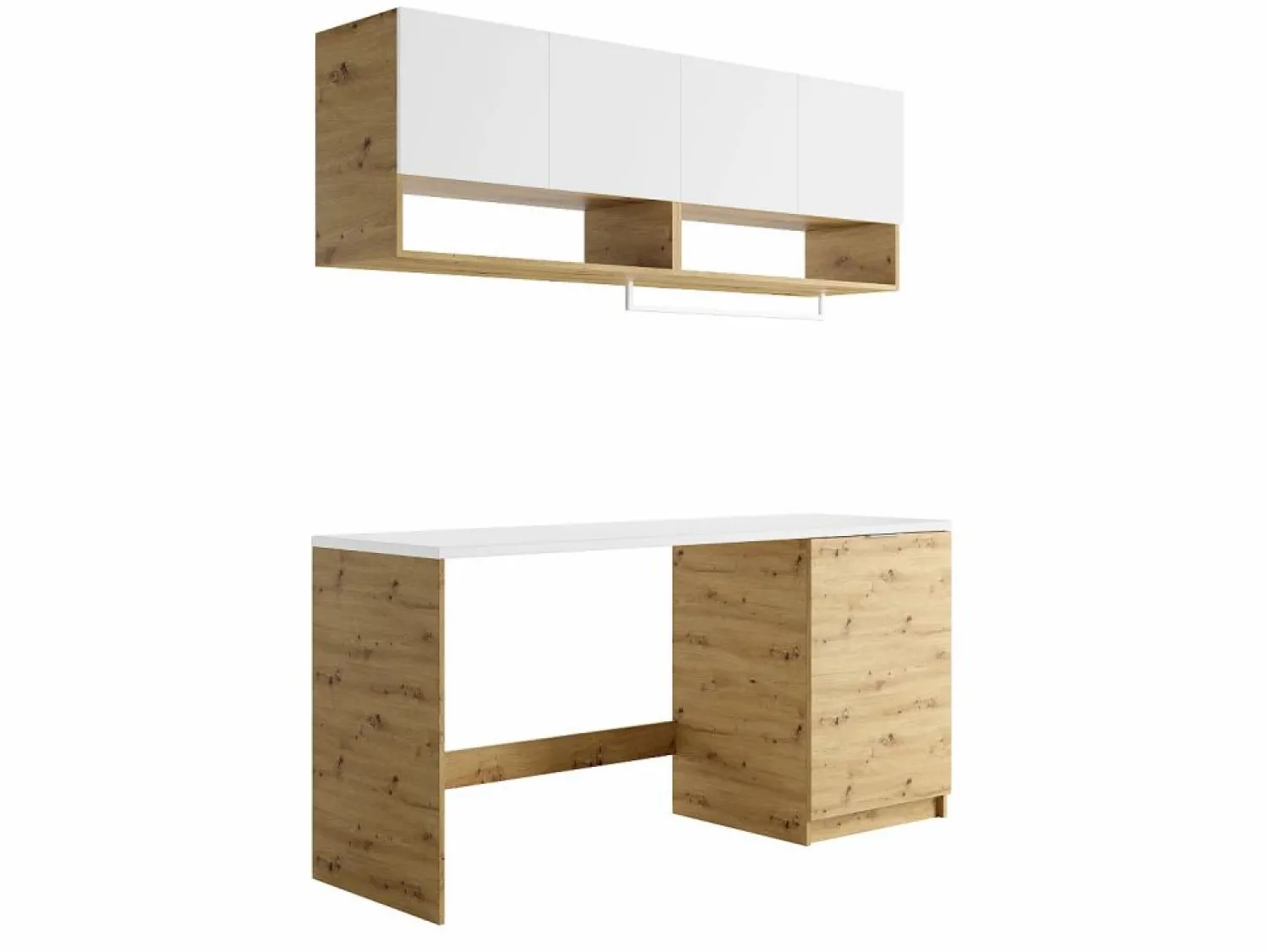 Sale Vente-unique Conjunto de muebles para lavadora, L182 cm, blanco y natural claro, NATAJI Color natural claro / Blanco