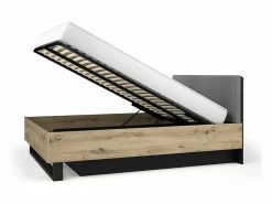 Discount Meublorama Conjunto de Muebles para Dormitorio Completo MELODY - Armario, Cama con Almacenamiento, Mesitas de Noche y Cómoda Marru00f3n