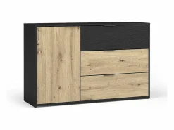 Discount Meublorama Conjunto de Muebles para Dormitorio Completo MELODY - Armario, Cama con Almacenamiento, Mesitas de Noche y Cómoda Marru00f3n