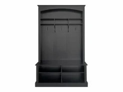 Best Conjunto de perchero con banco y estante, 3 ganchos para colgar, estantes abiertos, tablero de partículas, (Alto 190 x Ancho 120 x Fondo 40 cm) Negro