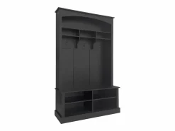Best Conjunto de perchero con banco y estante, 3 ganchos para colgar, estantes abiertos, tablero de partículas, (Alto 190 x Ancho 120 x Fondo 40 cm) Negro