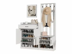 Merax Conjunto de recibidor - 140,6 x 32 x 180 cm - Armario de recibidor + zapatero - Aglomerado -
