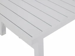 Sale Conjunto de salón de jardín en aluminio y cuerda: sofá de 3 plazas, 2 sillones y una mesa de centro - Blanco con cojines beige - LUREYA de Salones De Jardín