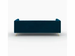 Clearance Rendez-Vous Déco Conjunto de sofá y sillón de terciopelo de 3 plazas - Gatsby Azul