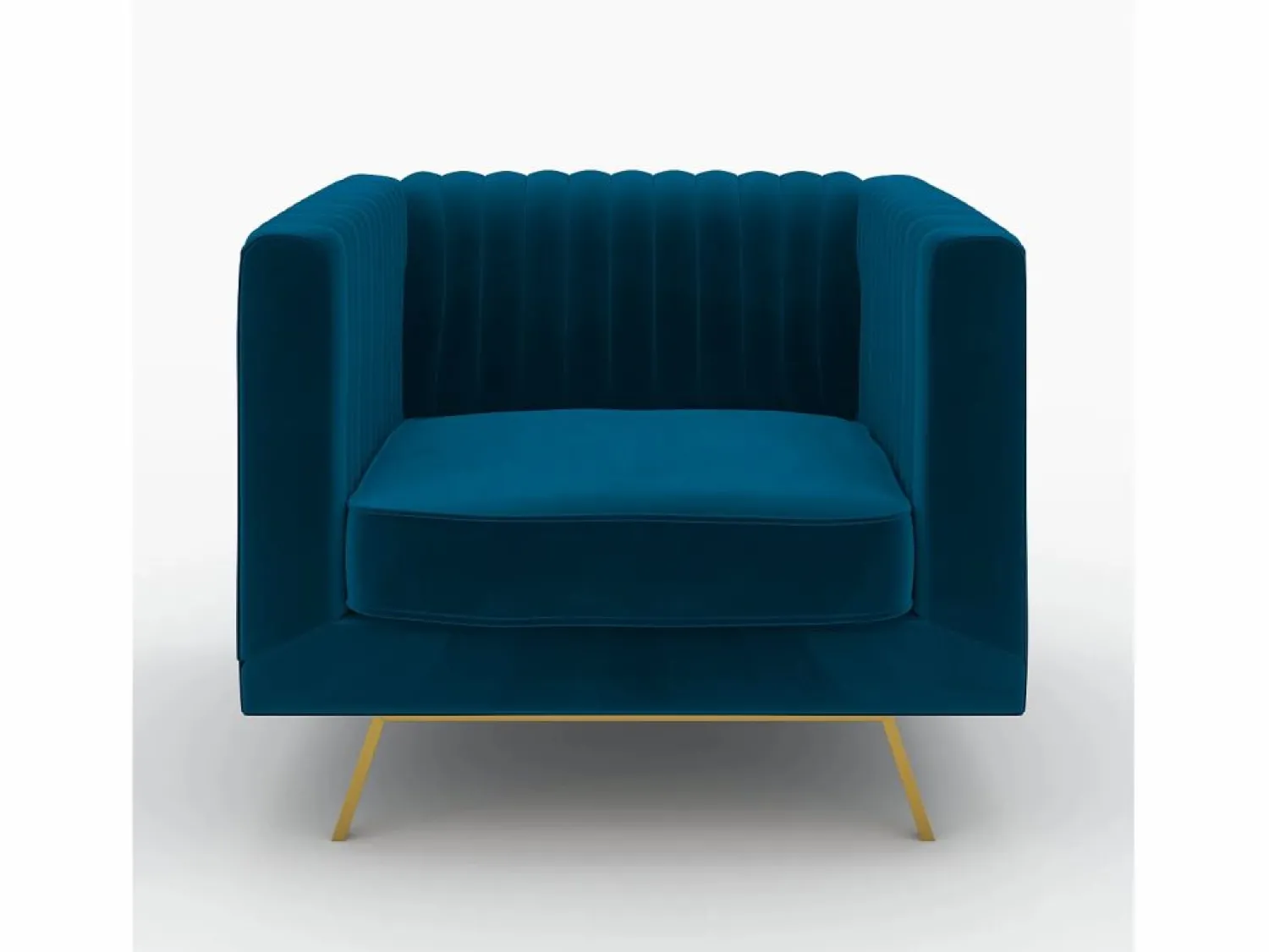 Clearance Rendez-Vous Déco Conjunto de sofá y sillón de terciopelo de 3 plazas - Gatsby Azul