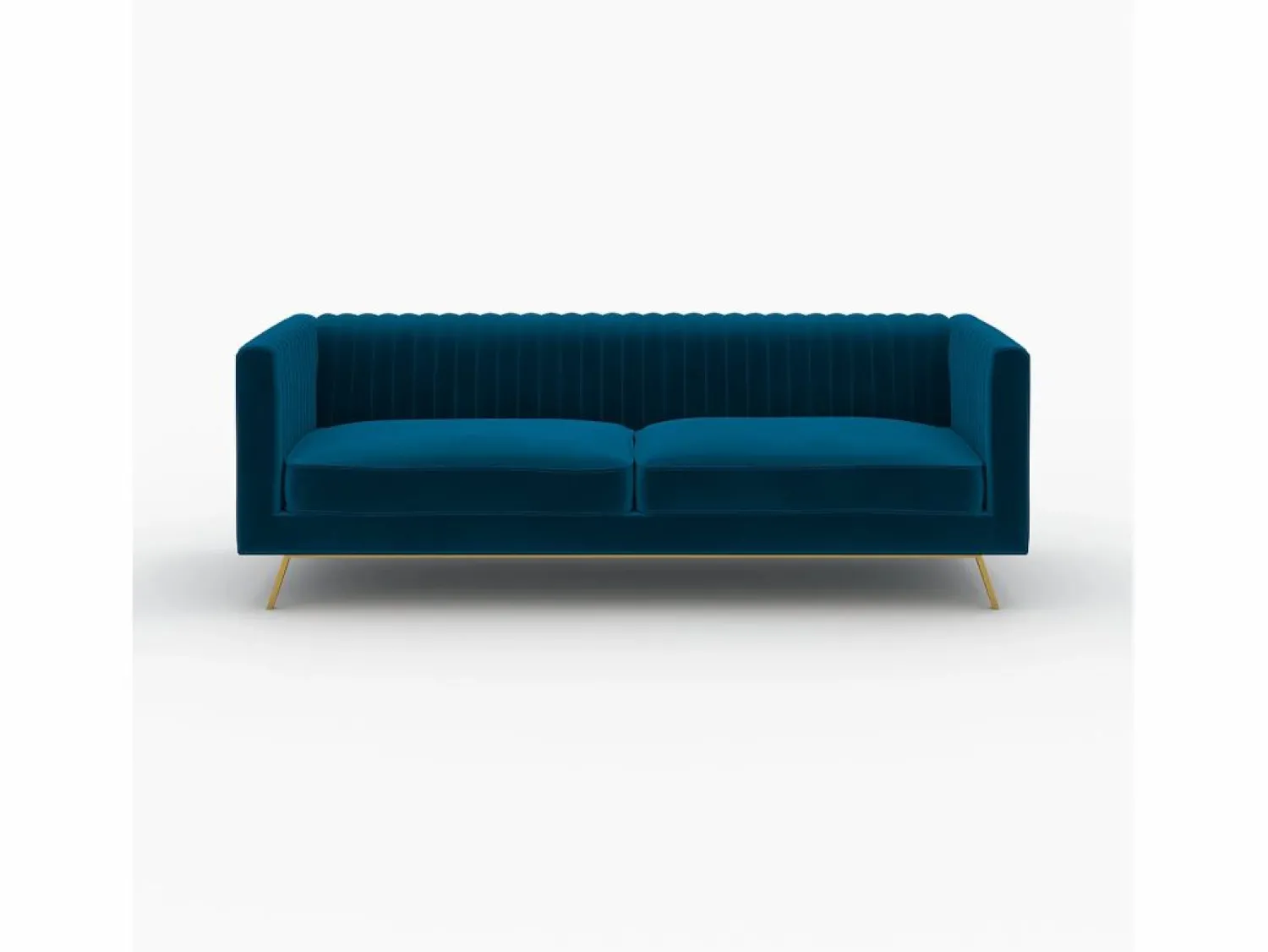 Clearance Rendez-Vous Déco Conjunto de sofá y sillón de terciopelo de 3 plazas - Gatsby Azul