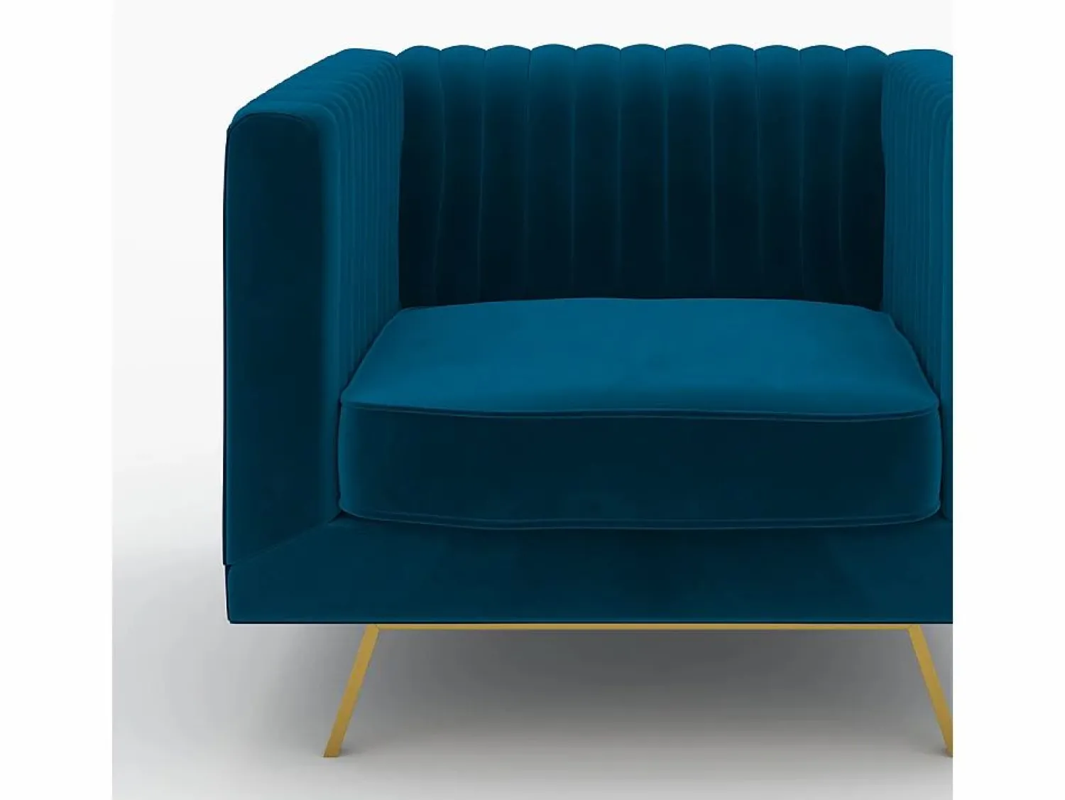 Clearance Rendez-Vous Déco Conjunto de sofá y sillón de terciopelo de 3 plazas - Gatsby Azul